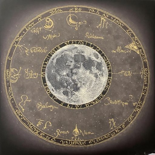 12 zodiac symbols in dark theme with moon in centre 12 zodiac symbols in dark theme with moon in centre
